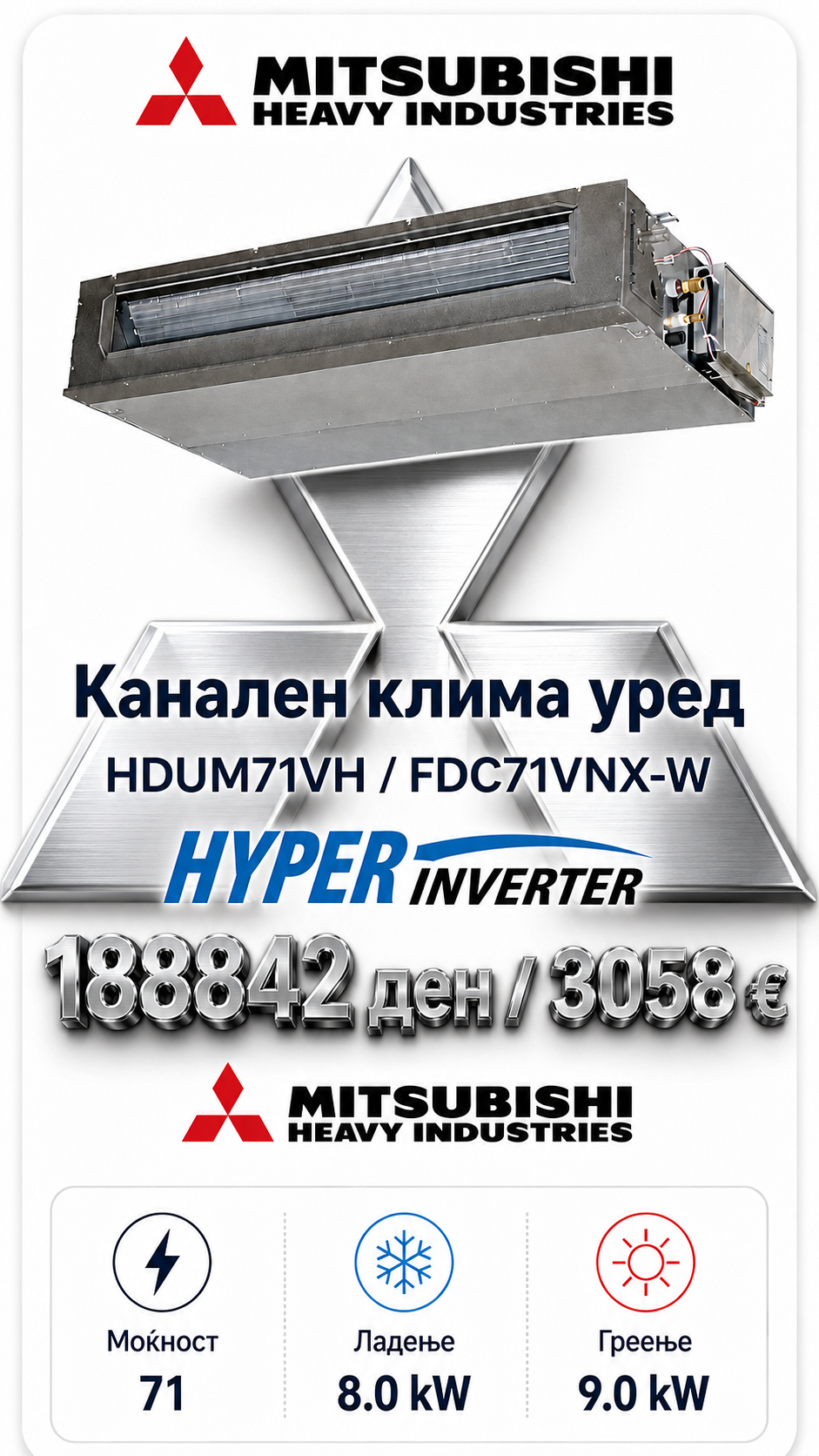 Инвертерен канален клима уред Mitsubishi Heavy Industries 1