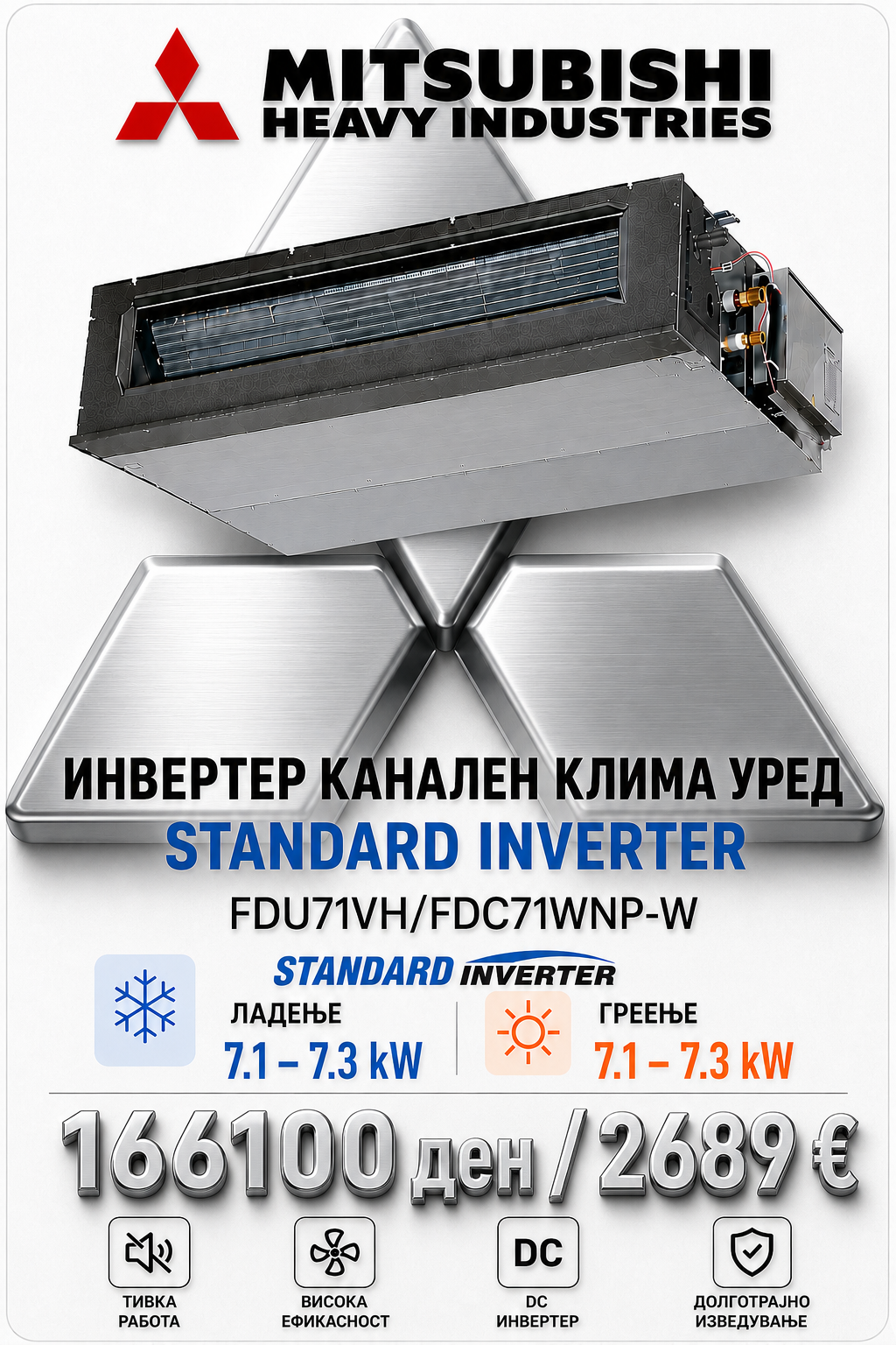 Инвертерен канален клима уред Mitsubishi Heavy Industries 10