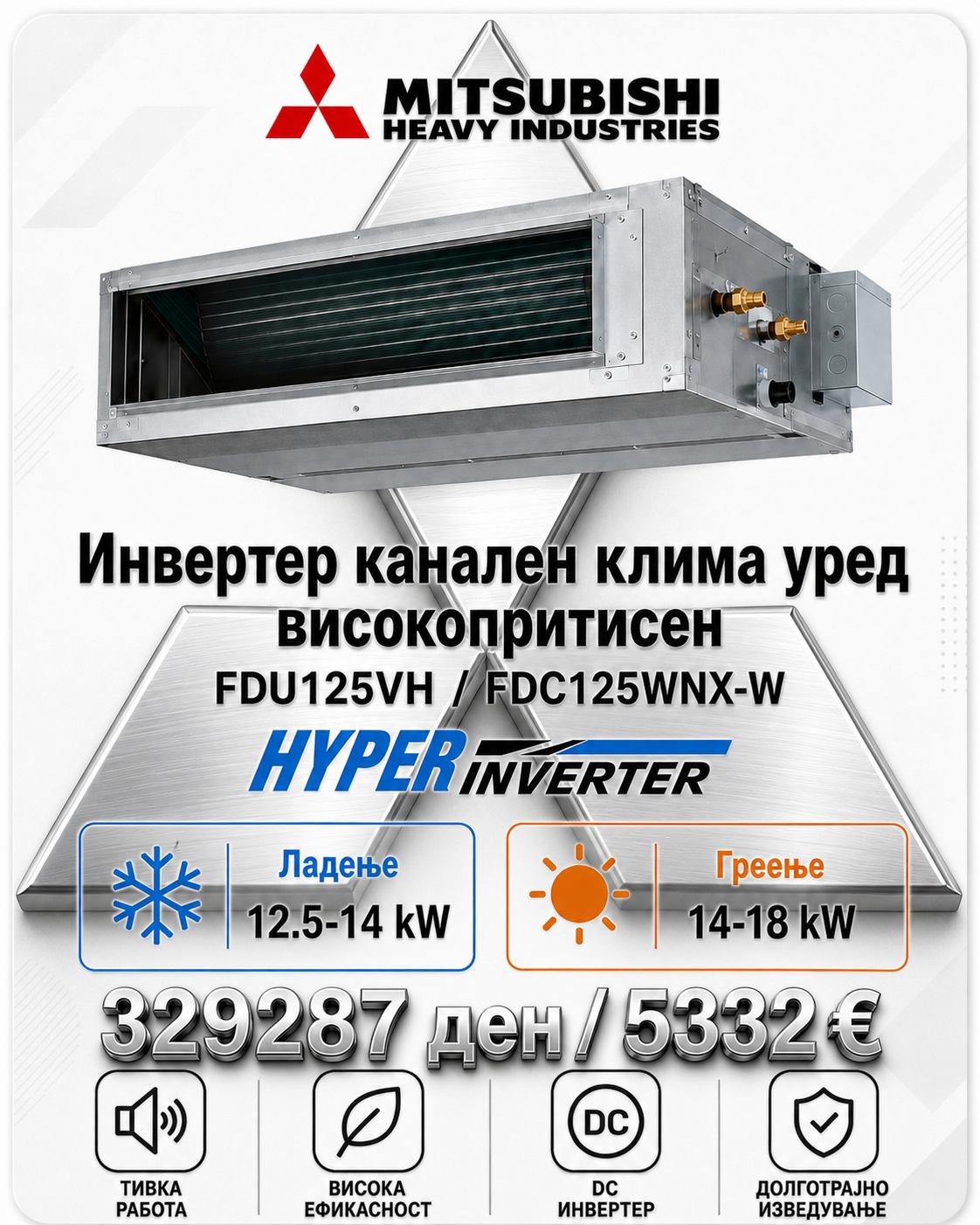 Инвертерен канален клима уред Mitsubishi Heavy Industries 20