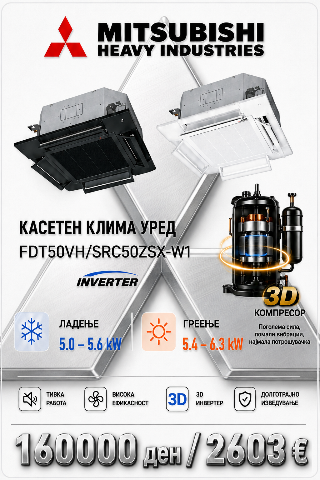 Касетен клима уред Mitsubishi Heavy Industries 14