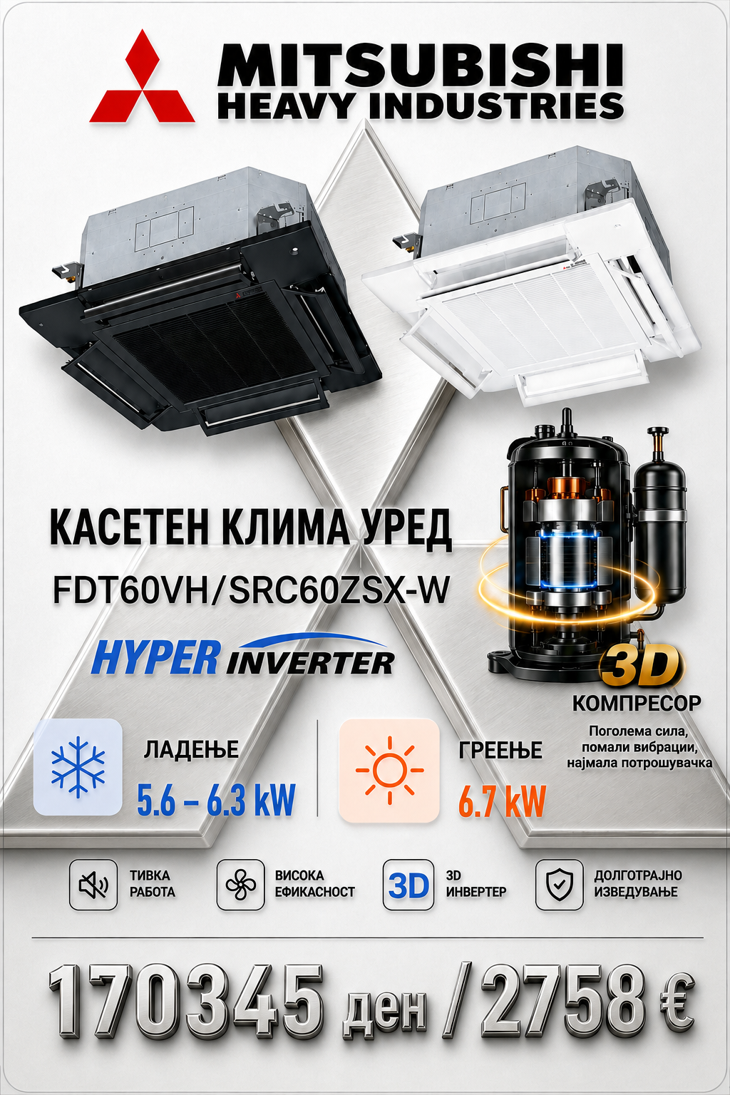 Касетен клима уред Mitsubishi Heavy Industries 15