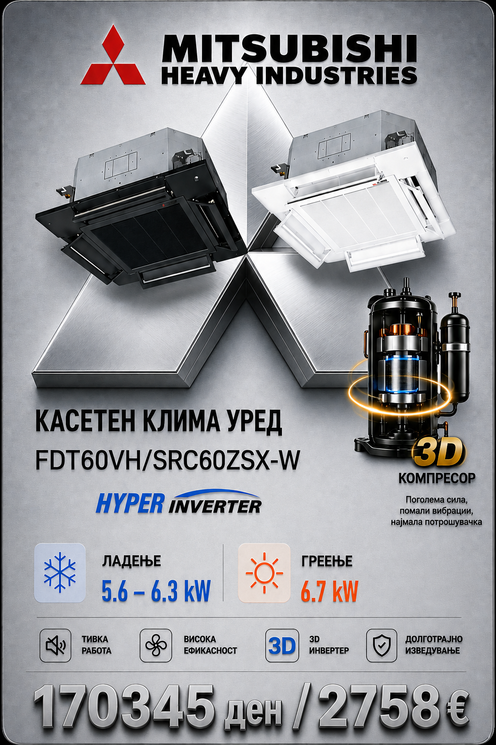 Касетен клима уред Mitsubishi Heavy Industries 4