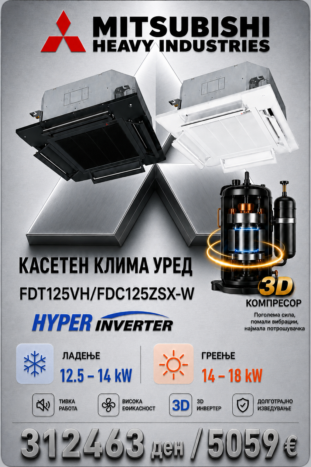 Касетен клима уред Mitsubishi Heavy Industries 5