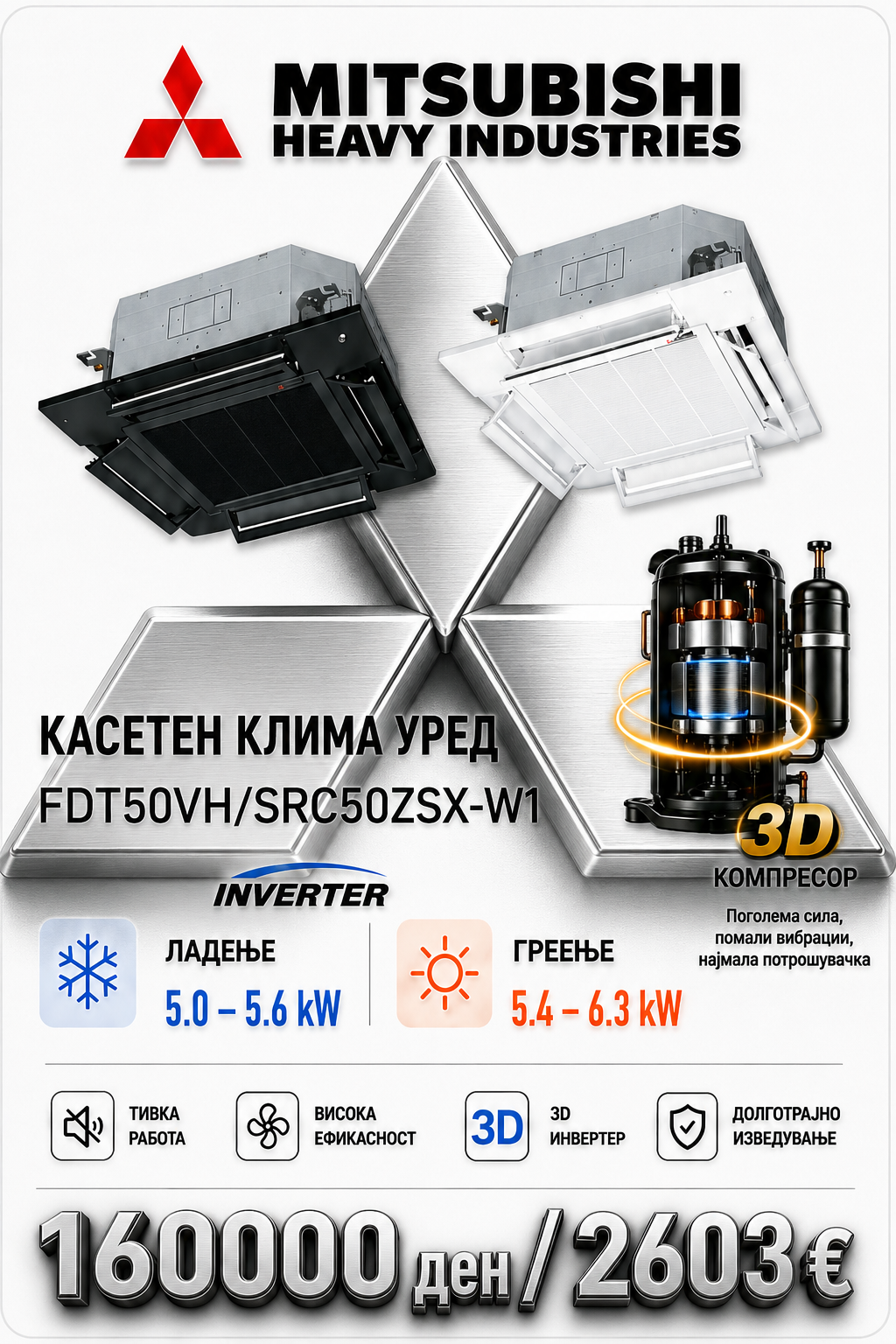 Касетен клима уред Mitsubishi Heavy Industries 8
