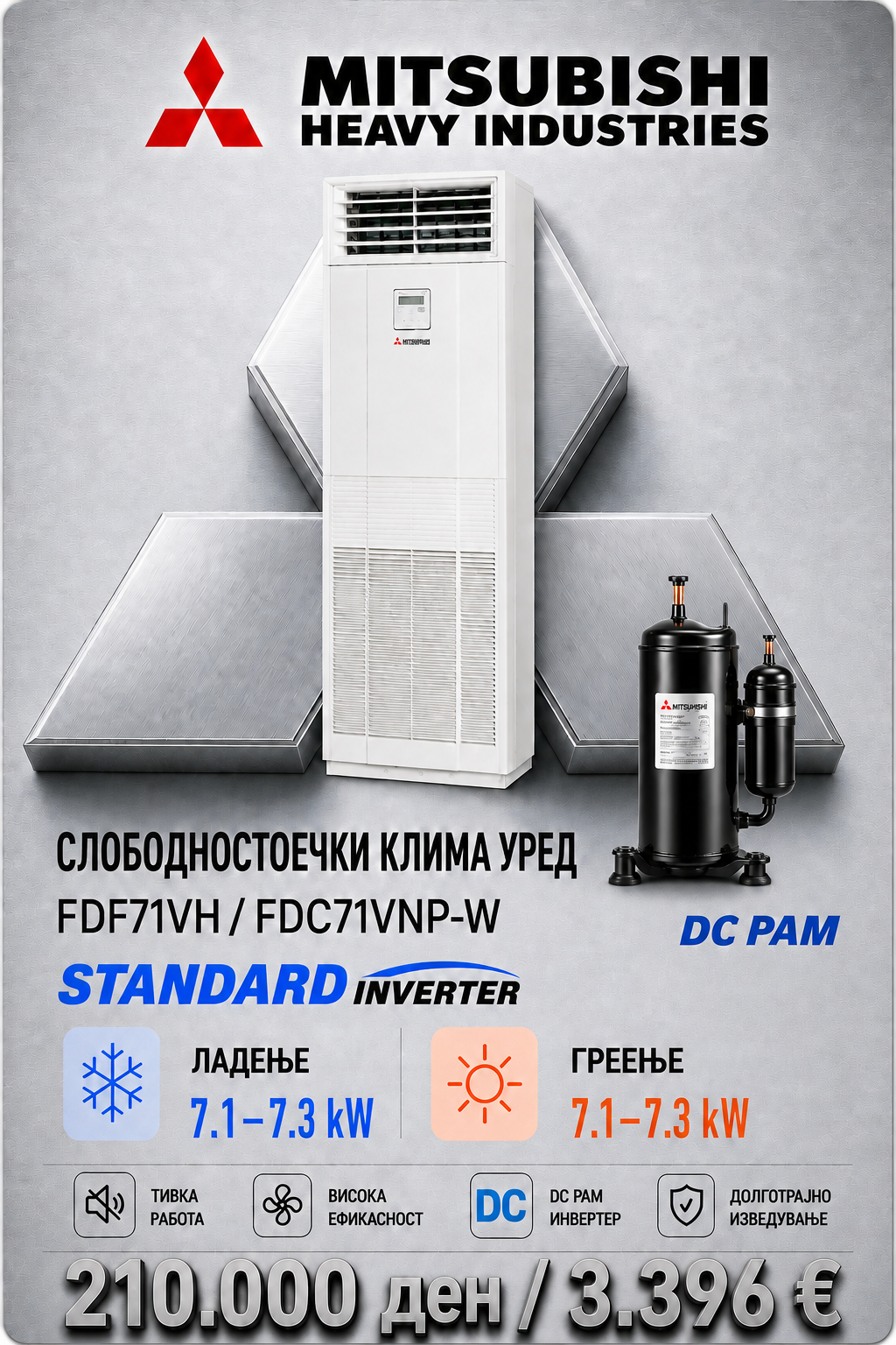 Слободностоечен клима уред Mitsubishi Heavy Industries 6