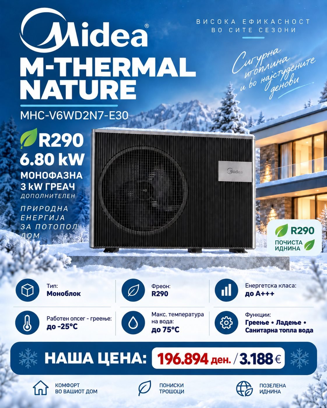 Топлинска пумпа моноблок Midea 7