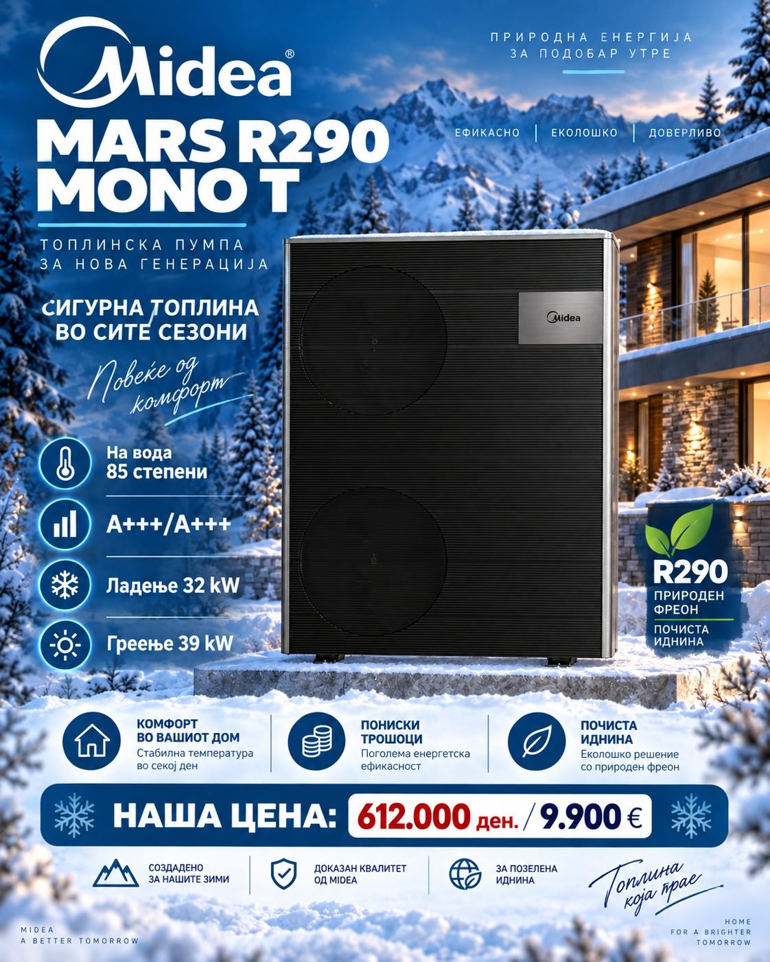 Топлинска пумпа моноблок Midea 9